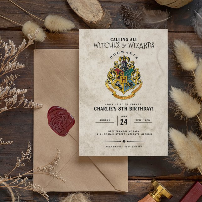 Convite Aniversário do Brasão de Hogwarts Harry Potter  (Criador carregado)
