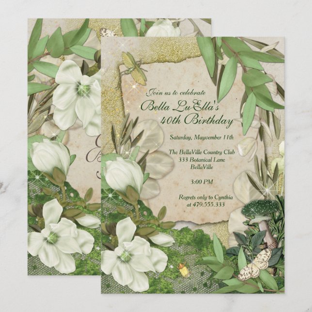 Convite Aniversário do Brunch Dia de as mães Luncheon Conv (Frente/Verso)