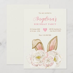 Convite Aniversário do bunny Floral