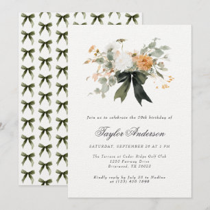 Convite Aniversário do Buquê da Flor do Arco de Fita de Qu