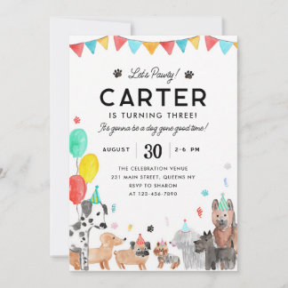 Convite Aniversário do Cachorrinho Vamos Fazer uma Festa C