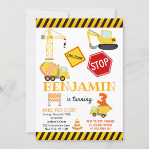 Convite Aniversário do Caminhão de Construção