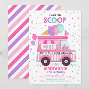 Convite Aniversário do Caminhão do Sorvete de Festa de ani