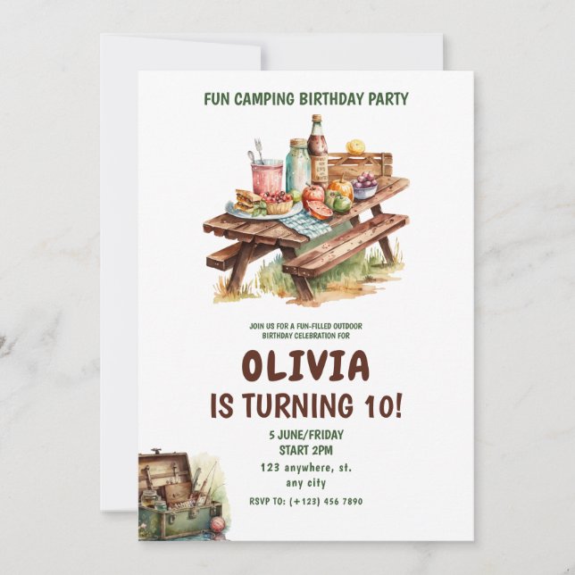 Convite Aniversário do Camper da Floresta de Aventura (Frente)