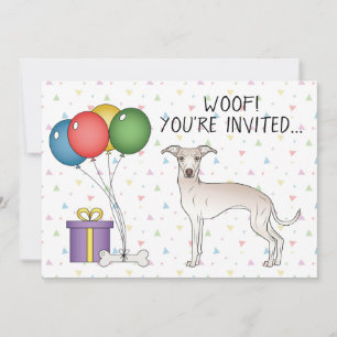 Convite Aniversário do Cão de Desenho Animado Fofo Italian