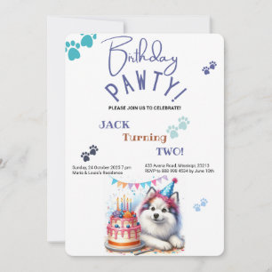 Convite Aniversário do Cão Esquimó Americano de Birthday