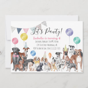 Convite Aniversário do Cão Pawty vamos    