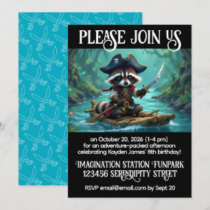 Convite Aniversário do Capitão Raccoon Rafando Meninos