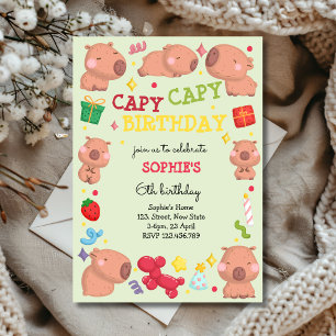 Convite Aniversário do capivara capy capy