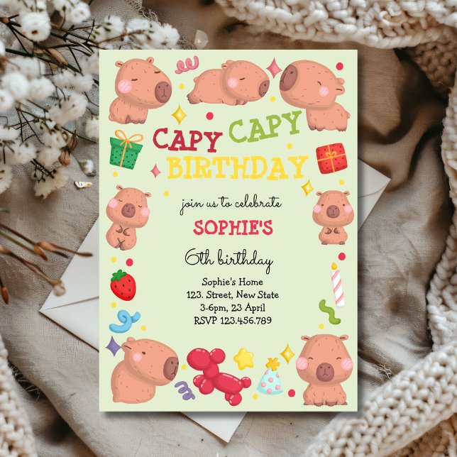 Convite Aniversário do capivara capy capy (Criador carregado)