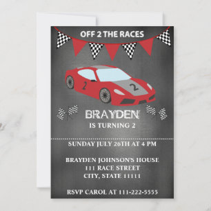 Convite Aniversário do Carro-Chalkboard Infantil de 2 Anos