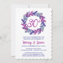 Convite Aniversário do Casamento da 30 de Wreath Rosa Eleg