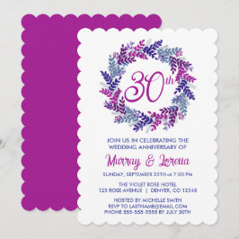 Convite Aniversário do Casamento da 30 de Wreath Rosa Eleg