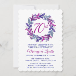 Convite Aniversário do Casamento da 70 de Wreath Rosa Eleg