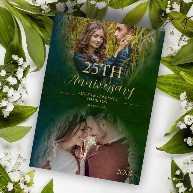 Convite Aniversário do Casamento de Luxo 2 Fotos Sobreposi (Criador carregado)