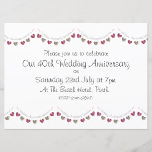 Convite Aniversário do Casamento Ruby Ruby do Quarto Sangu