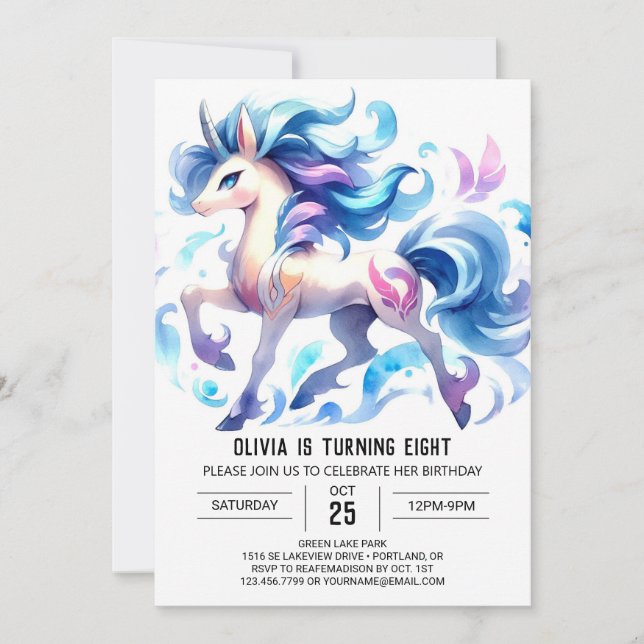Convite Aniversário do Cavalo Digital com Aquarela (Frente)