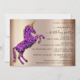 Convite Aniversário do Cavalo do Unicórnio Rosa Dourado Ro