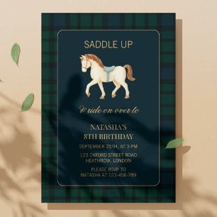 Convite Aniversário do Cavalo Préppy Saddle Up 