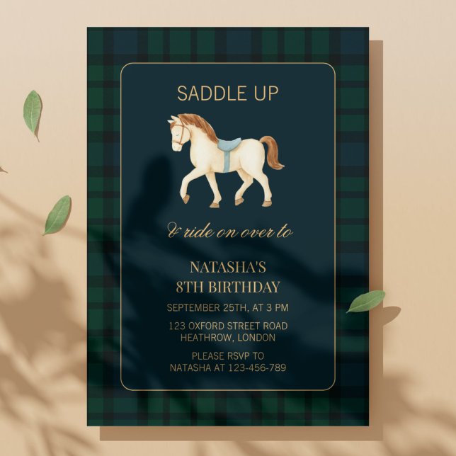 Convite Aniversário do Cavalo Préppy Saddle Up  (Criador carregado)