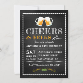 Convite Aniversário do Chalkboard Cheers e Beers