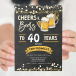 Convite Aniversário do Chalkboard Cheers e cervejas<br><div class="desc">Chalkboard anima e beers convite de aniversário Adulto Convite de Aniversário,  40º Aniversário do Homem</div>