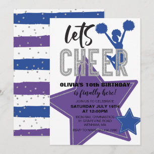 Convite Aniversário do Cheerhead Purple Blue Chethday
