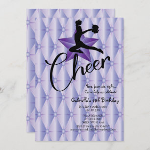 Convite Aniversário do Cheerleader Silouhette Iridescente 