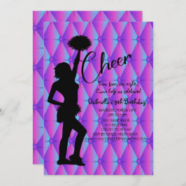 Convite Aniversário do Cheerleader Silouhette Iridescente