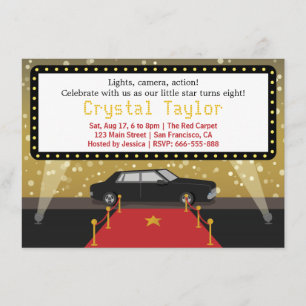 Convite Aniversário do Chic Red Carpet Glam Hollywood Par