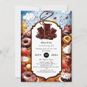 Convite Aniversário do Chocolate Pastel Magro