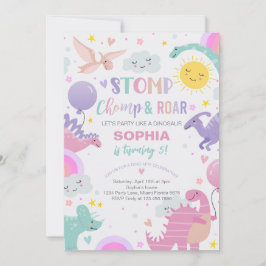 Convite Aniversário do Chomp e Dinossauro Roar