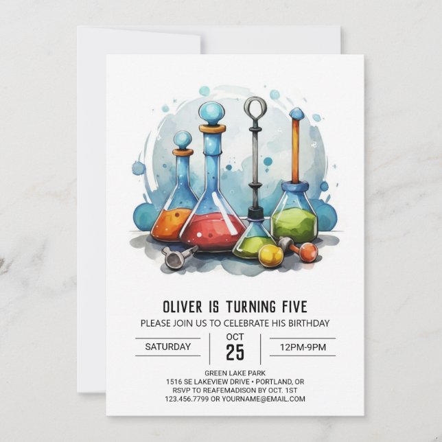 Convite Aniversário do Cientista de Fusão de Laboratório E (Frente)