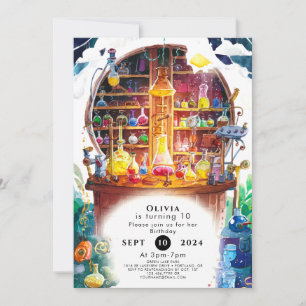 Convite Aniversário do Cientista Mágico das Crianças Simpl