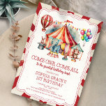 Convite Aniversário do Circo de Orçamento e Animais<br><div class="desc">Carnaval de carnaval de orçamento e animais Convocação de Aniversário Subam e se preparem para uma celebração espetacular! Este convite brilhante e colorido apresenta um tema lúdico de circo, completo com um balão adorável, grandes tendas de cima e elementos carnavalescos. Esta escolha de orçamento garantirá que seus convidados ficarão impressionados...</div>