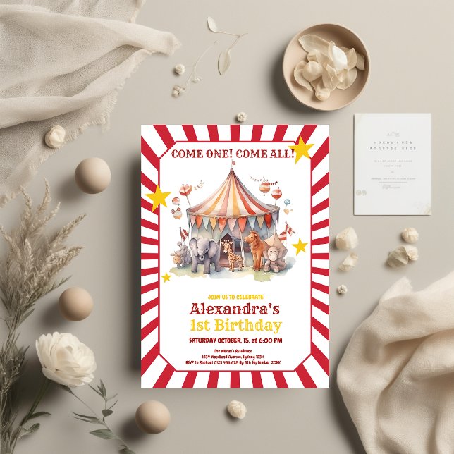 Convite Aniversário do Circo do Carnaval e Animais (Criador carregado)