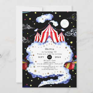Convite Aniversário do Circus Personalizado de Aquarela
