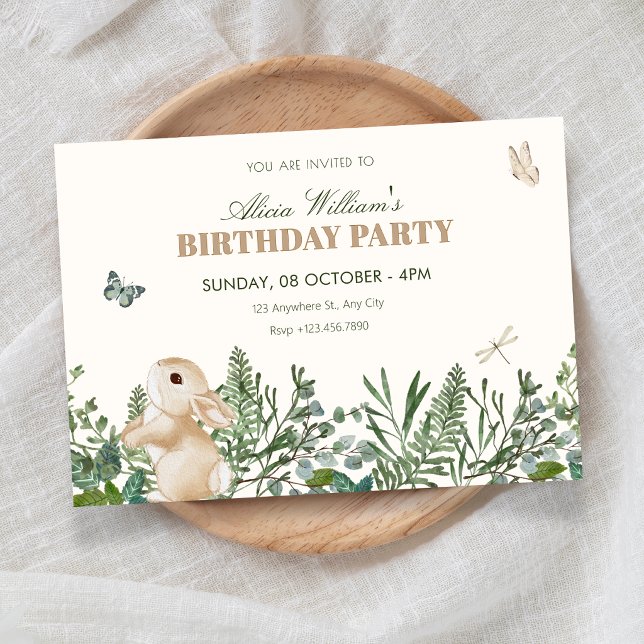 Convite Aniversário do coelho de jardim (Criador carregado)