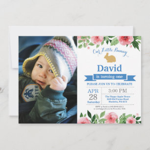 Convite Aniversário do Coelho Menino Ovo de Páscoa 1º Prim