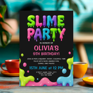 Convite Aniversário do Colorir Slime com o Goo