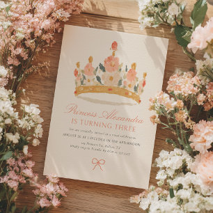 Convite Aniversário do Contato de Princesa Rosa e Dourada