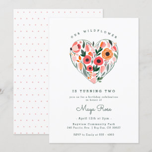 Convite Aniversário do Coração de Flores