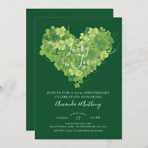 Convite Aniversário do Coração Shamrock Sortudo