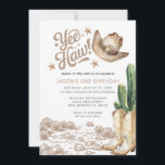 Convite Aniversário do Cowboy Russo Ocidental Cactus<br><div class="desc">Boot Western Invitation. Festa de Cowboy,  Aniversário de Rodeo. Saddle colocou botas,  aniversário de chic,  aniversário de vaquinha. Aniversário do País de Aniversário Russo Ocidental.</div>