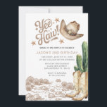 Convite Aniversário do Cowboy Russo Ocidental Cactus<br><div class="desc">Boot Western Invitation. Festa de Cowboy,  Aniversário de Rodeo. Saddle colocou botas,  aniversário de chic,  aniversário de vaquinha. Aniversário do País de Aniversário Russo Ocidental.</div>