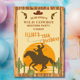 Convite Aniversário do cowboy selvagem no oeste