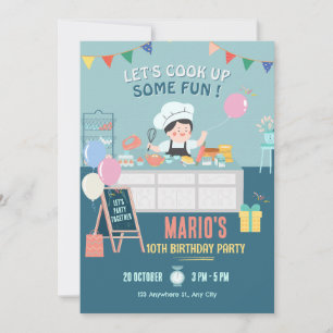 Convite Aniversário do cozinhar da cozinha do pequeno cozi