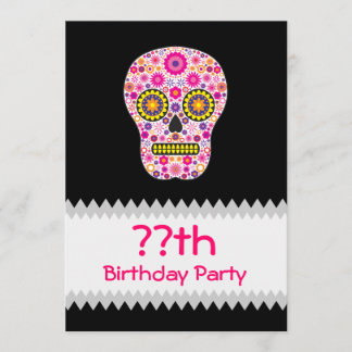 Convite Aniversário do Crânio Mexicano Rosa