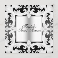 Aniversário do Damask Design de Black/White Sweet1