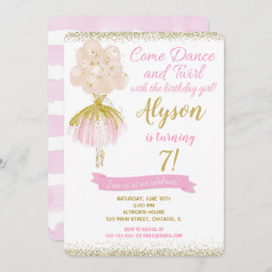 Convite Aniversário do dançarino do rosa e da bailarina do